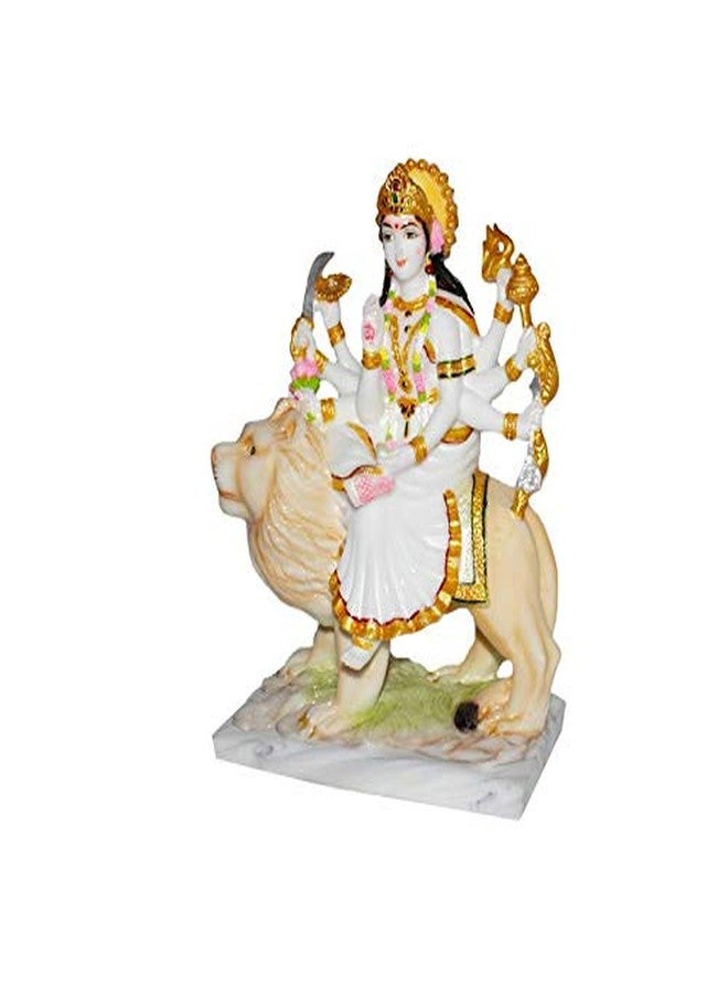 FABZONE Marble Dust Goddess Maa Durga Statue Sherawali MATA Idol White 10.4 Inches, 1 Piece - Image 2